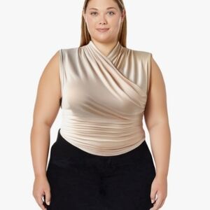 Kara & Kate Apricot Sleeveless Wrap Blouse Ruched Style NWT Size XL